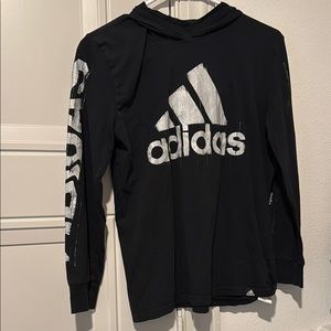 Adidas Black and White Long Sleeve Tee Athletic Top